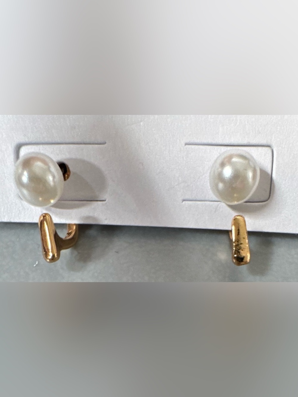 Gold Pearl Drop Earrings - White Pearl Hoop Style classy
